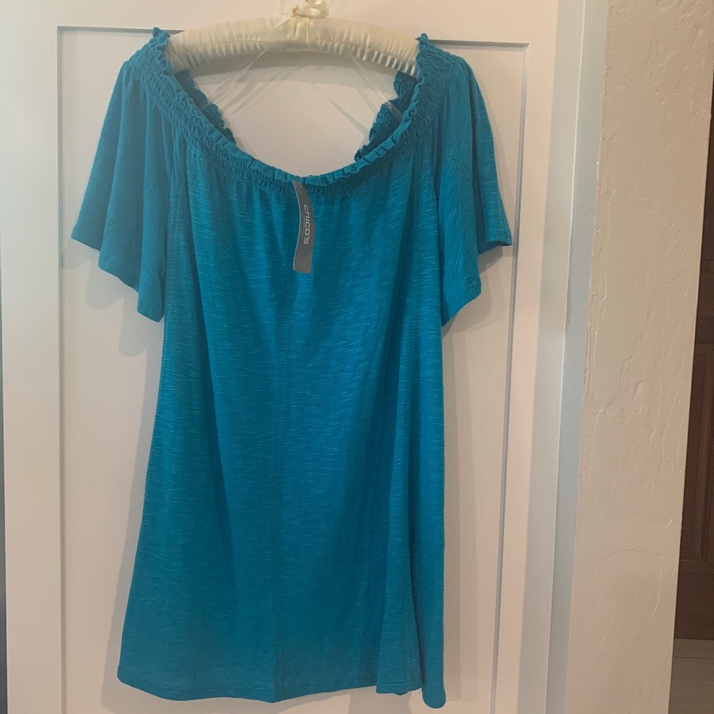 NEW with Tags! Size XL  Chicos Smocked Blue Shirt Chicos size 3